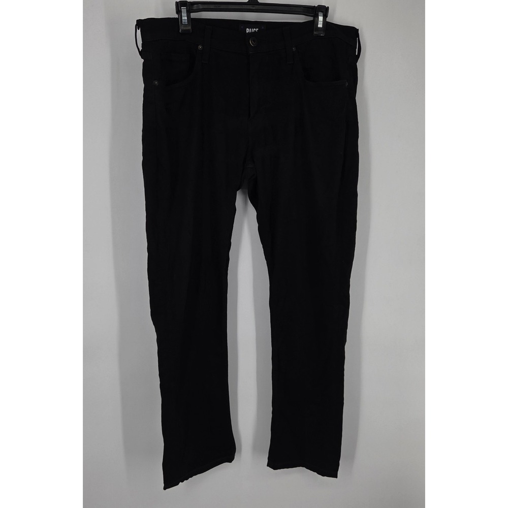 PAIGE Federal Slim Straight Jeans Black Shadow Mens 33x30 Stretch Denim